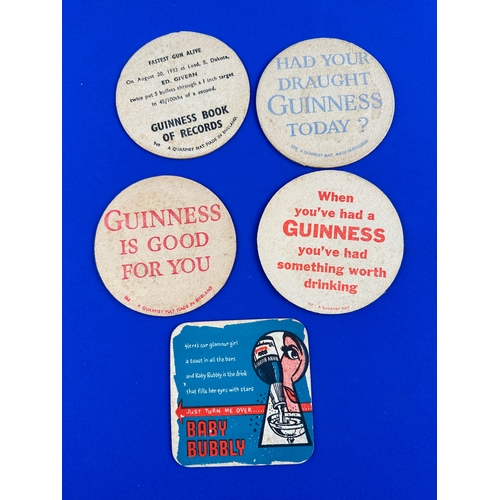 502 - Four Vintage Guinness Beer Mats & One Baby Bubbly