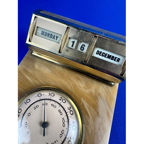 515 - Art Deco Style Perpetual Desk calendar with Thermometer