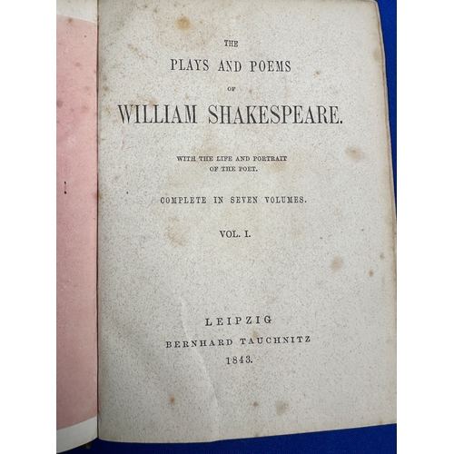 675 - Antique Books including Seven Volumes of The Plays & Poems of Shakespeare published by Leipzig 1843