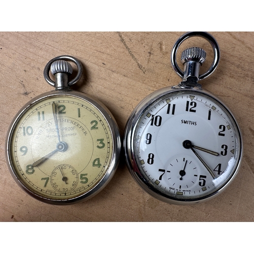 607 - The Railway Timekeeper Shockproof Pocket Watch and Vintage Smiths Pocket Wtch