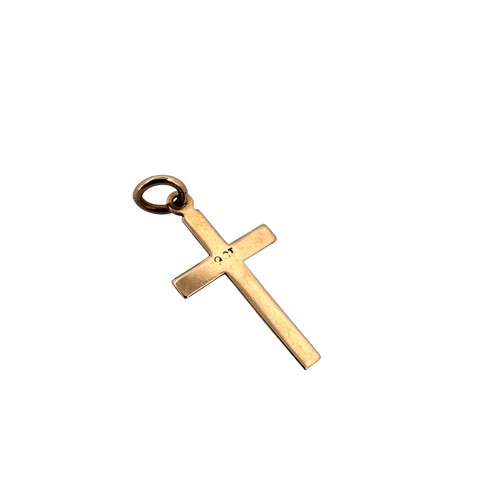 309 - Small 9 Carat Gold Star Cut Cross Pendant, stamped '9ct' to reverse, 0.3g