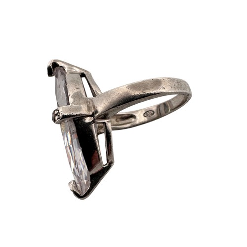 313 - Silver and Zircon Cocktail Ring, stamped '925', size M, 10.8g