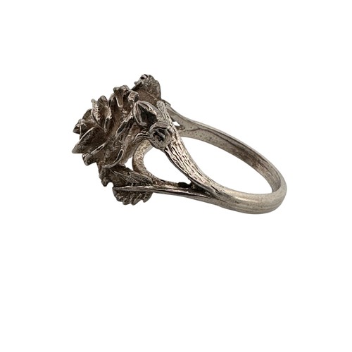 324 - Silver Rose Ring, Birmingham 1976 by Paul Edward Bunn, size O, 5.7g