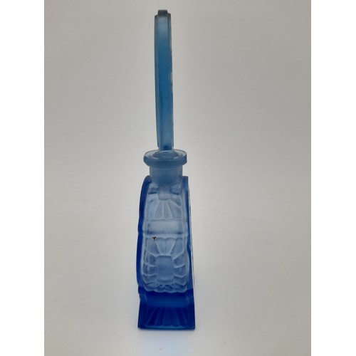 448 - Art Deco Blue Glass Scent Bottle - 16cm tall