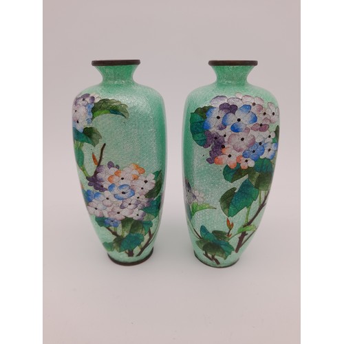 451 - Pair of Early 20th Century Cloisonne Vases - 14.5m tall