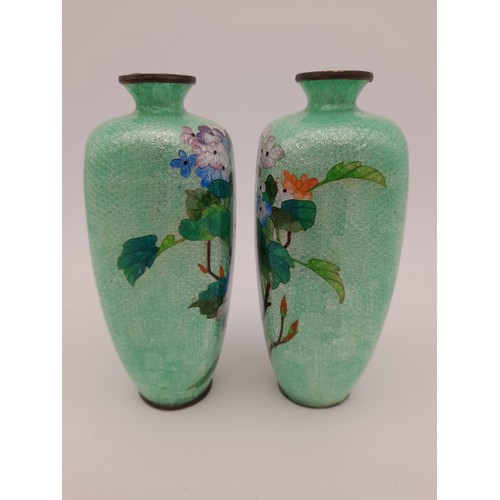 451 - Pair of Early 20th Century Cloisonne Vases - 14.5m tall