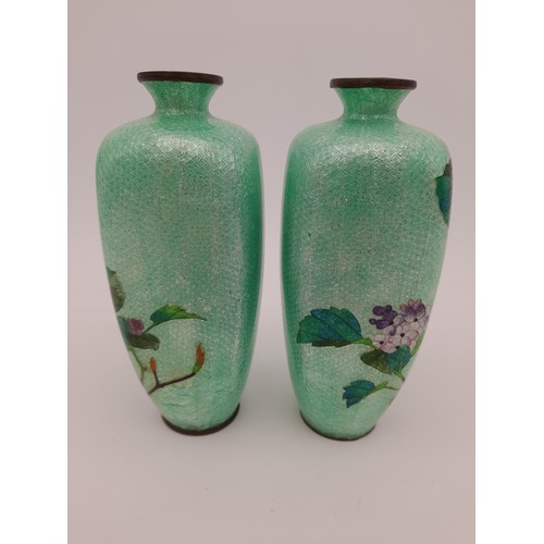 451 - Pair of Early 20th Century Cloisonne Vases - 14.5m tall