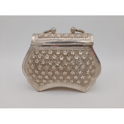 453 - Unusual White Metal Handbag/Purse with Intricate Pierced Decoration