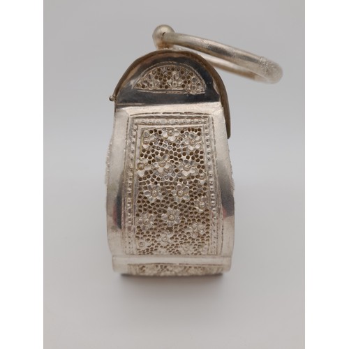 453 - Unusual White Metal Handbag/Purse with Intricate Pierced Decoration