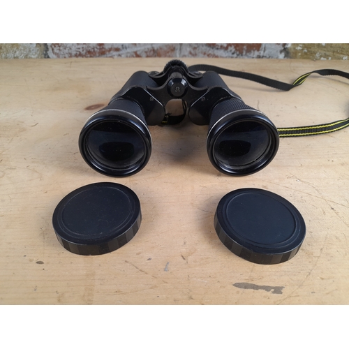 601 - Cased Miranda and Chinon Binoculars and Hoya PL 55 Lens