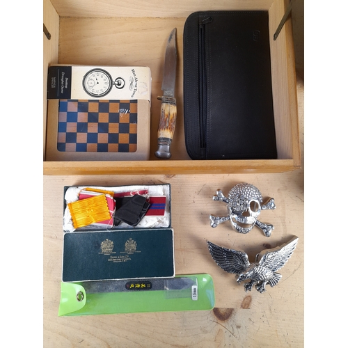 446 - Group of Boxes and Contents including Pin Badges and Belt Buckles