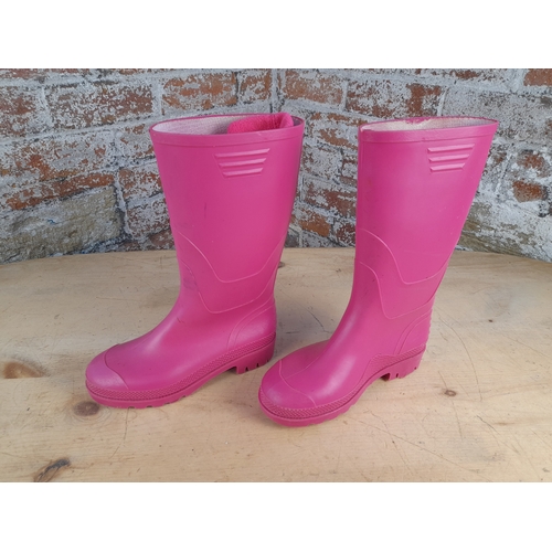 673 - Two Pairs of UK Size 8 Safety Boots and Pink Wellingtons