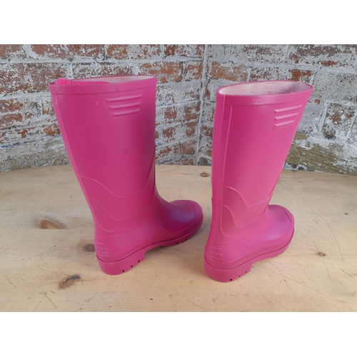 673 - Two Pairs of UK Size 8 Safety Boots and Pink Wellingtons