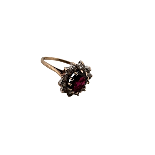 264 - Nine Carat Gold Ring Set with Large Pink Stone & Small White Stones, Size M, 2.44g (missing small st... 