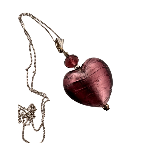 270 - Glass Heart Pendant on 925 Silver Chain