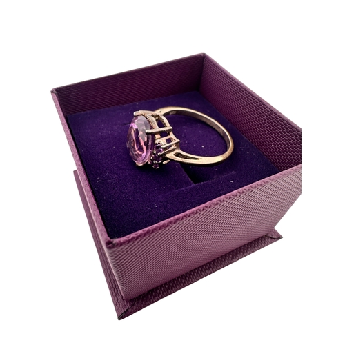 289 - Silver Ring with Amethyst Colour Stone size Q