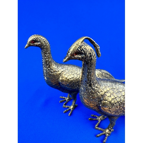 440 - Large Brass Peacock & Peahen