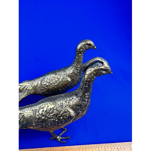 440 - Large Brass Peacock & Peahen