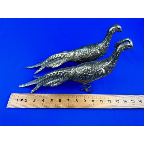 440 - Large Brass Peacock & Peahen