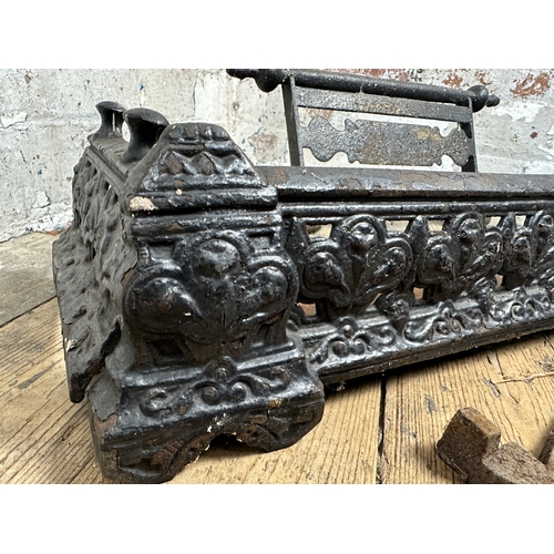 665 - Antique Cast Iron Fire Items inc. Hearth