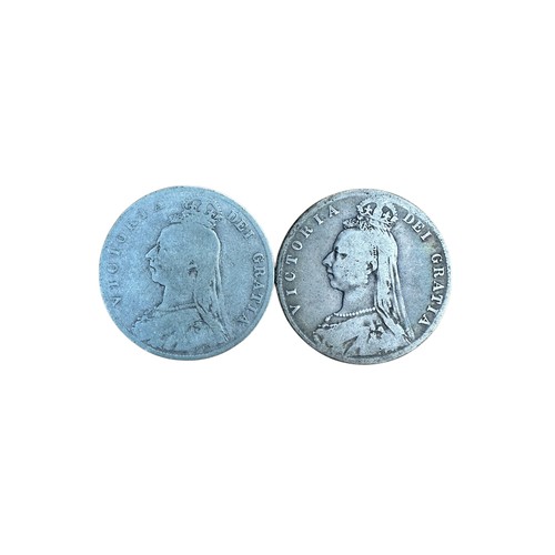 29 - 2 Queen Victoria Silver Half Crown Coins dated 1887 and 1889