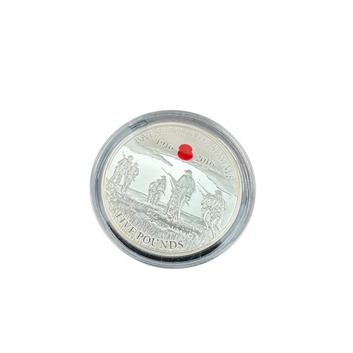 60 - 2016 Guernsey 'Battle of the Somme' One Ounce Silver Proof £5 Coin with Box and Paperwork