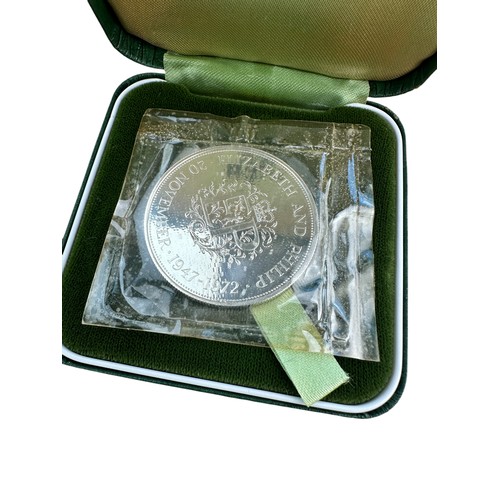 63 - 1972 Queen Elizabeth II Silver Wedding Silver Proof Coin with Box and Paperwork