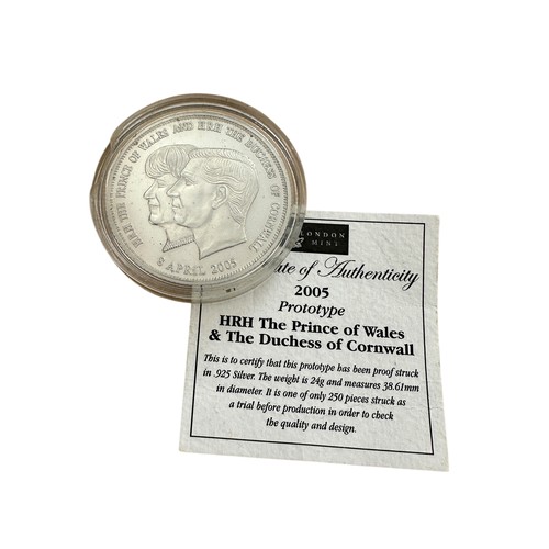 4 - 2005 Prince of Wales and Duchess of Cornwall Silver Prototype Coin, Limited Edition of 250, 24g