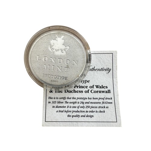 4 - 2005 Prince of Wales and Duchess of Cornwall Silver Prototype Coin, Limited Edition of 250, 24g