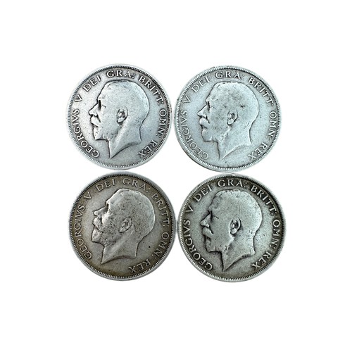 14 - 4 George V Silver Half Crown Coins - 1913, 1915, 1918, 1919