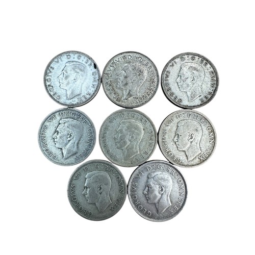 16 - 8 George VI Silver Two Shilling Coins, Run of Consecutive Dates 1939-1946