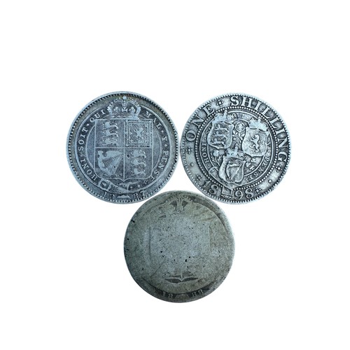 33 - 3 Victorian Silver Shilling Coins dated 1887, 1888 and 1898