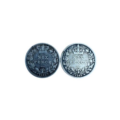 34 - 2 Victorian Silver Sixpence Coins dated 1885 and 1887