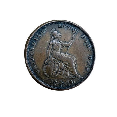 53 - Rare Queen Victoria Farthing Error Coin with Expanded Flange, the Obverse with Reversed Image of Bri... 