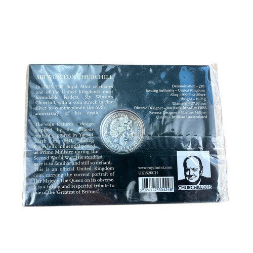 65 - Sir Winston Churchill 2015 UK £20 Fine Silver Coin, Uncirculated in Original Packaging