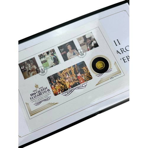 70 - Queen Elizabeth II 2015 Longest Reigning Monarch First Day Cover with Nine Carat Gold Medallion, Lim... 