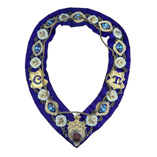 85 - Royal Antediluvian Order of Buffaloes (RAOB) Enamelled Gilt Metal Collar Sash