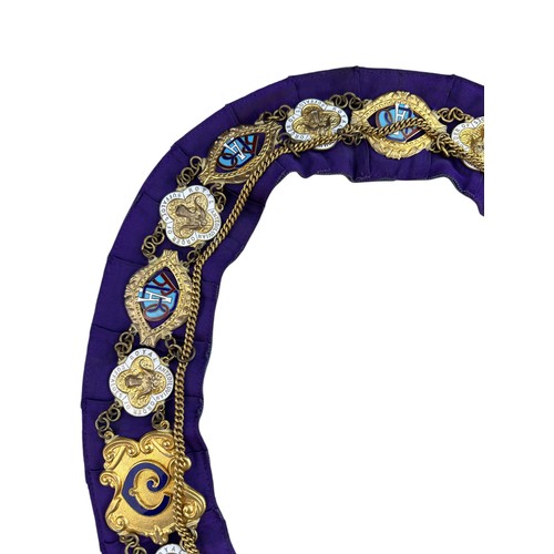 85 - Royal Antediluvian Order of Buffaloes (RAOB) Enamelled Gilt Metal Collar Sash