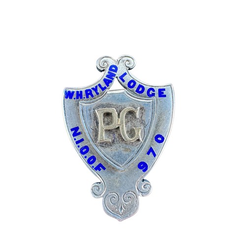 94 - Rare Independent Order of Odd Fellows 'Past Grand Master' Silver and Enamel Badge with Presentation ... 