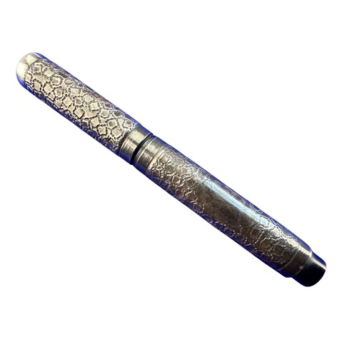 125 - Small Engraved Silver Fountain Pen with Gold Nib, Stamped 'Sterling'