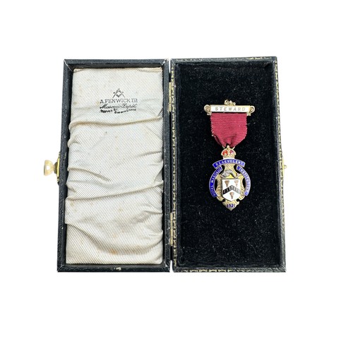 147 - Boxed Silver and Enamel Masonic Jewel, Birmingham 1920