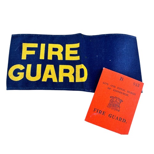 195 - Original World War Two City of Edinburgh Fire Guard ID Card and Armband