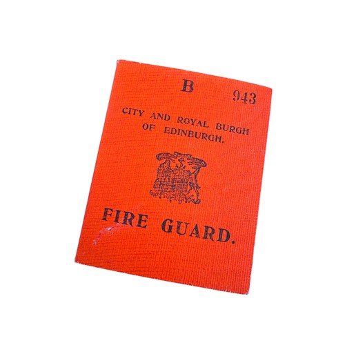 195 - Original World War Two City of Edinburgh Fire Guard ID Card and Armband