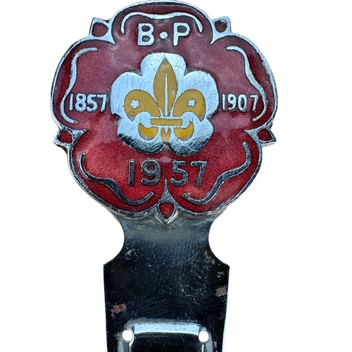 204 - 1957 Baden-Powell Centenary Enamel Bookmark Inscribed 'UK Contingent' and a Boy Scout Medal dated 19... 