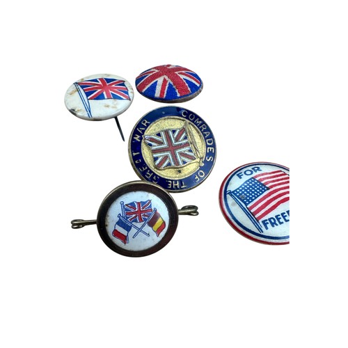 226 - 5 World War One Period Patriotic Badges including Enamel