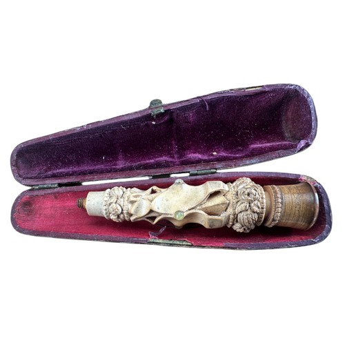 243 - Cased Meerschaum and Amber Cheroot Holder with Silver Mounts Stamped 'WHC Silver' and Two Other Case... 