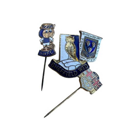 248 - 4 Vintage Enamel Football Badges including Sheffield Wednesday and The Football Association