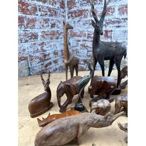 333 - Large Group of Carved Wooden Animals