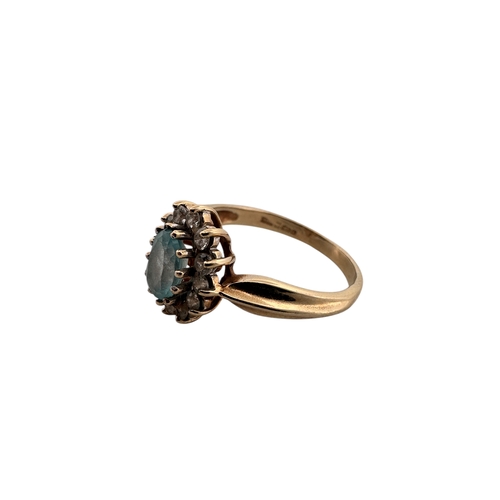 59 - Nine Carat Gold Ring set with White & Blue Stones, size Q, 3.05g...