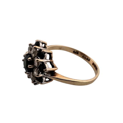 60 - Nine Carat Gold Ring set with White & Black Stones, size N, 2.37g...